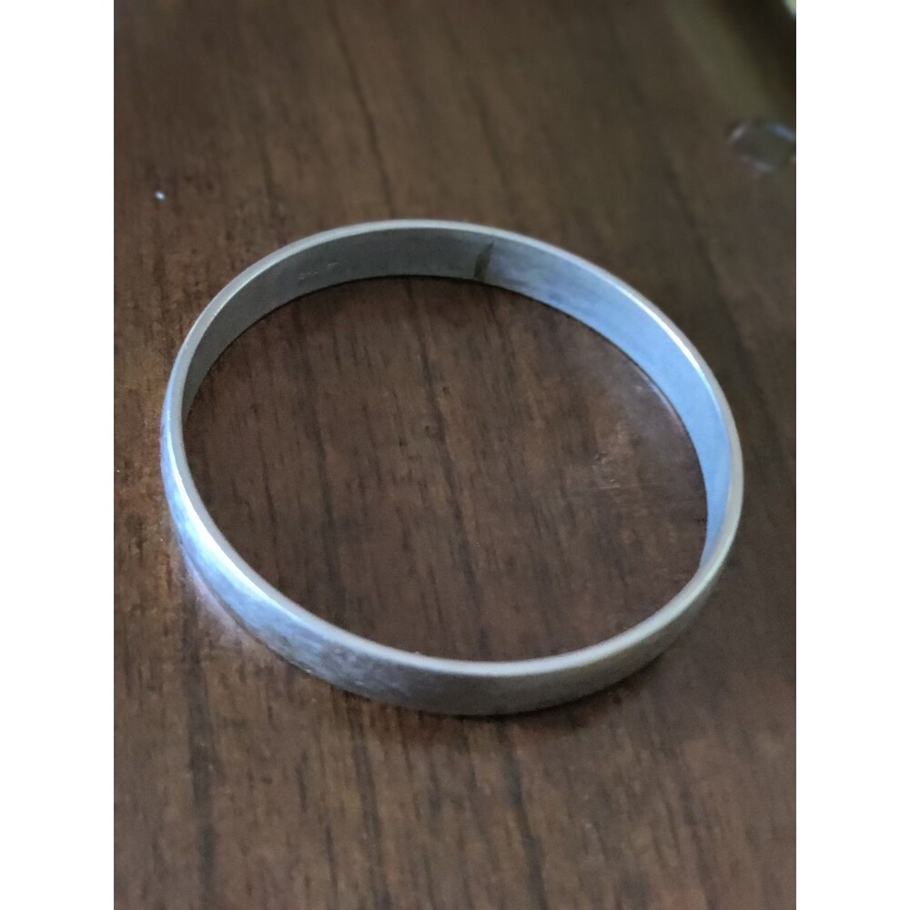 Vtg Monet Silver Tone Plain Bangle Bracelet 8.25" Circumfrence 3/8" Wide